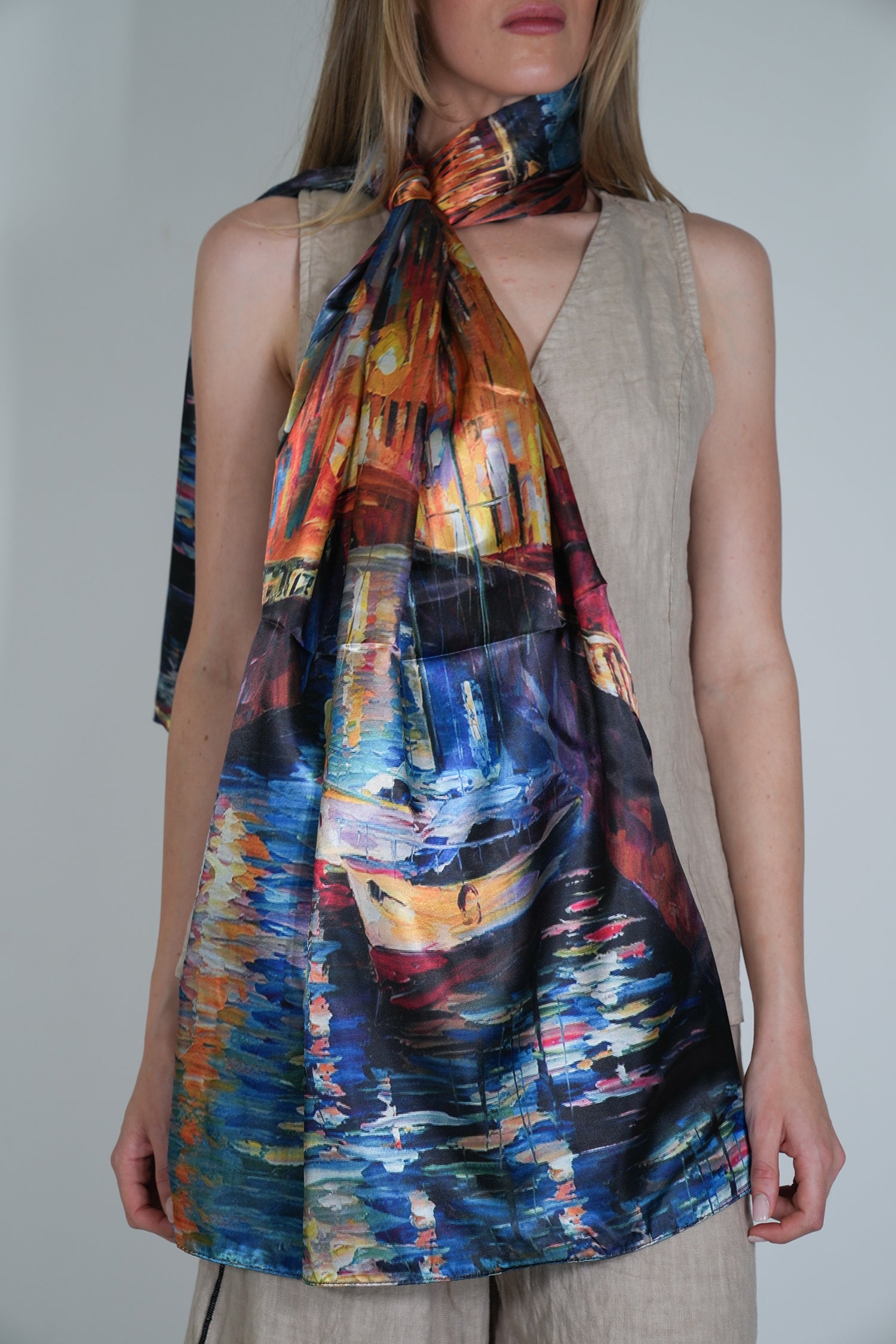 Boat Reversible Silk Scarf