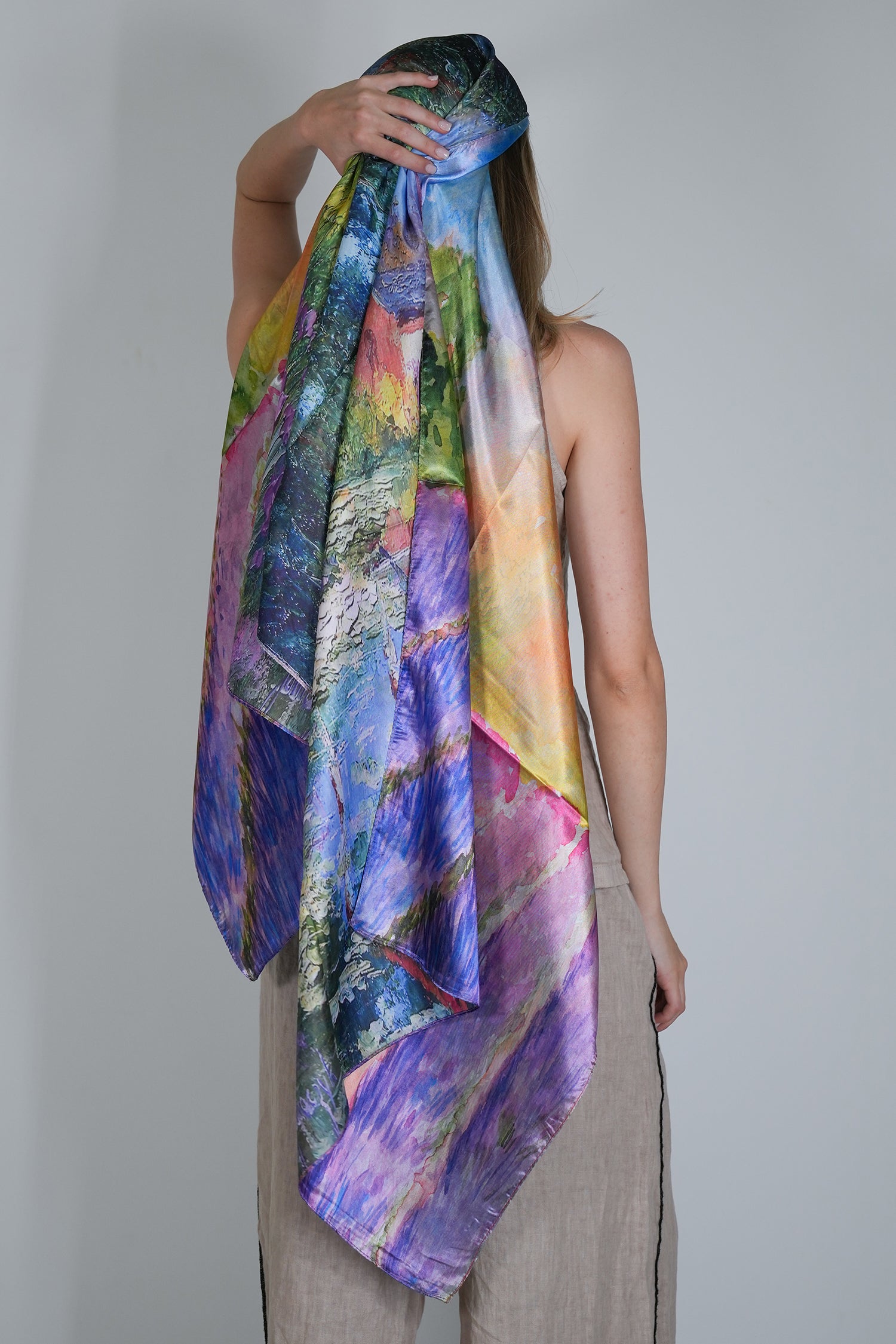 Lilac Abstract Reversible Silk Scarf