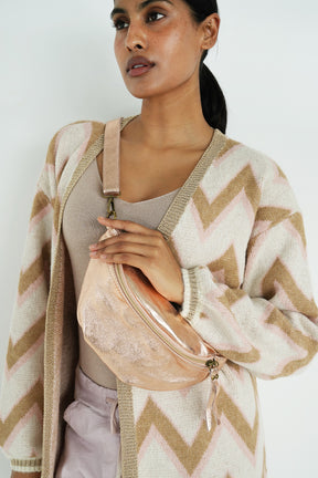 Rose Gold Leather Metallic Moonbag