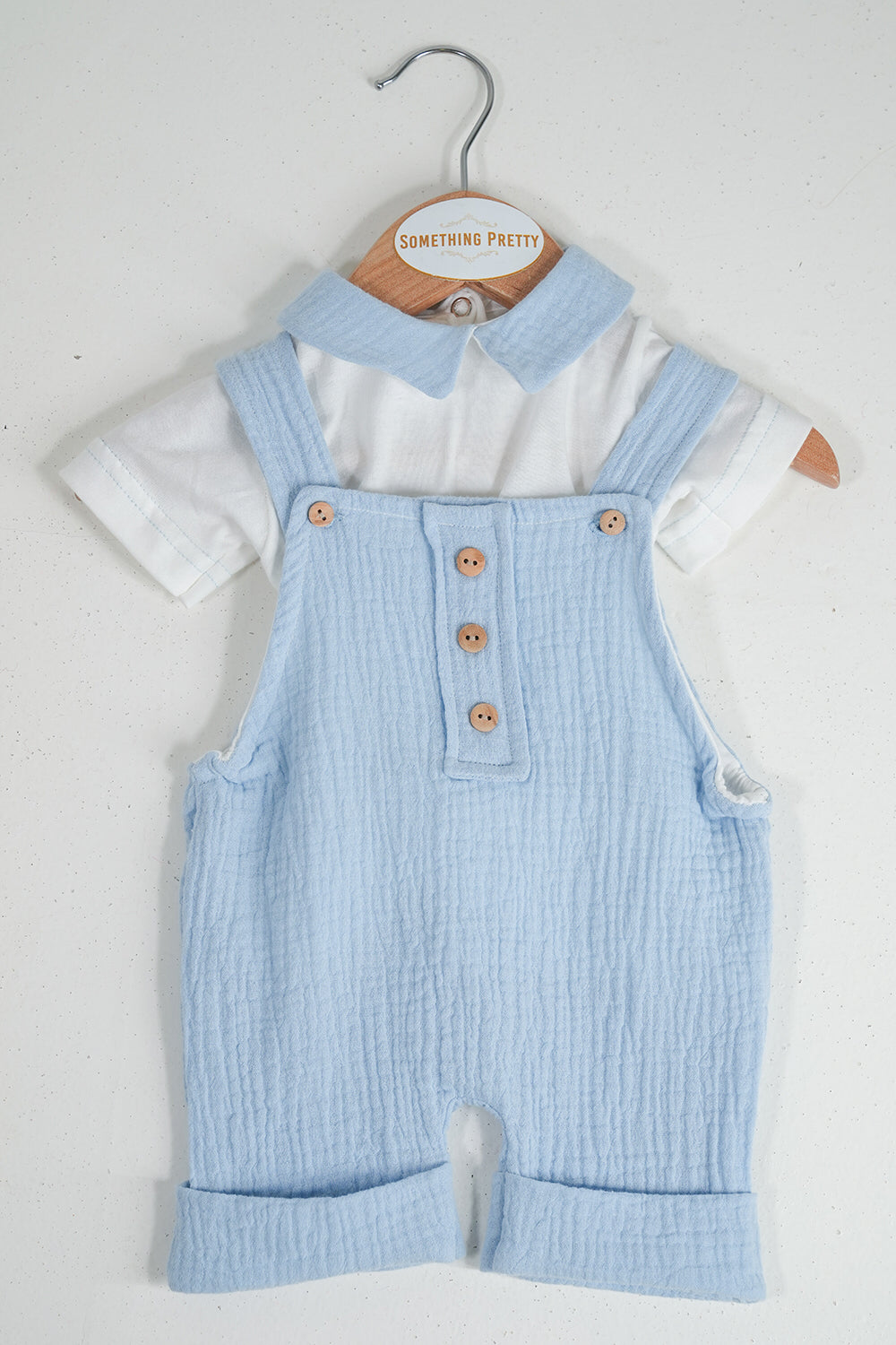 Blue Dungaree Romper Set