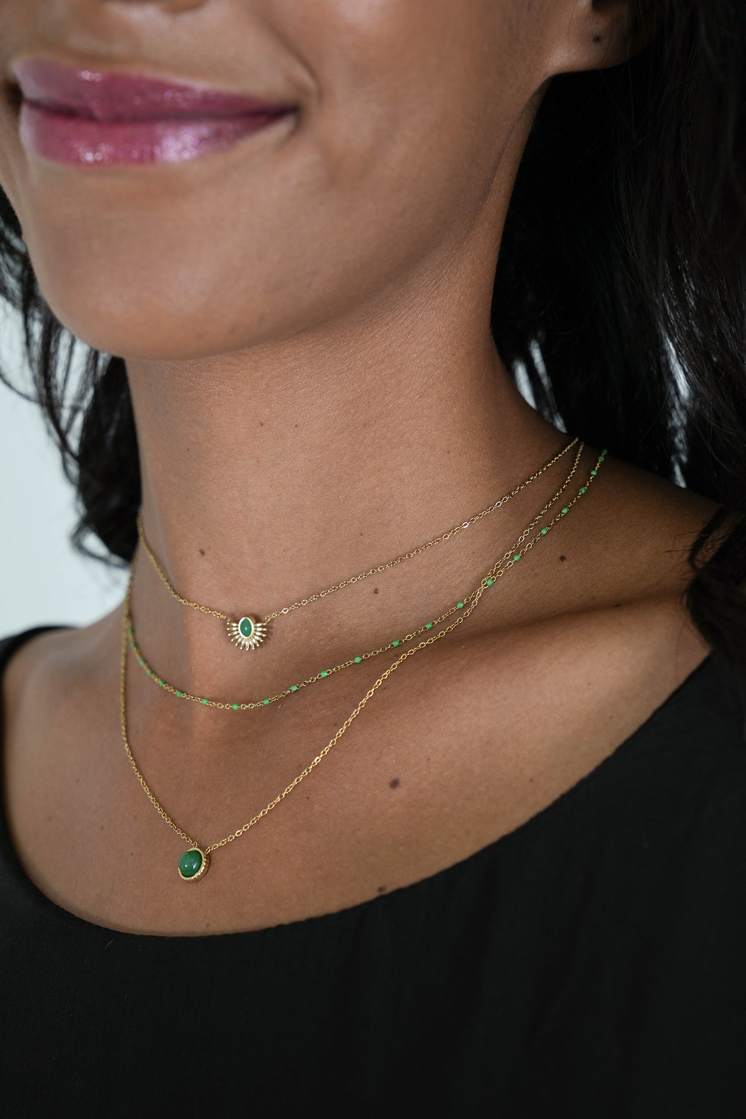 Teal Dominique Necklace, teal necklace from Something Pretty, alternative view