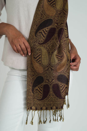 Burgundy and Gold Tear Drop Scarf