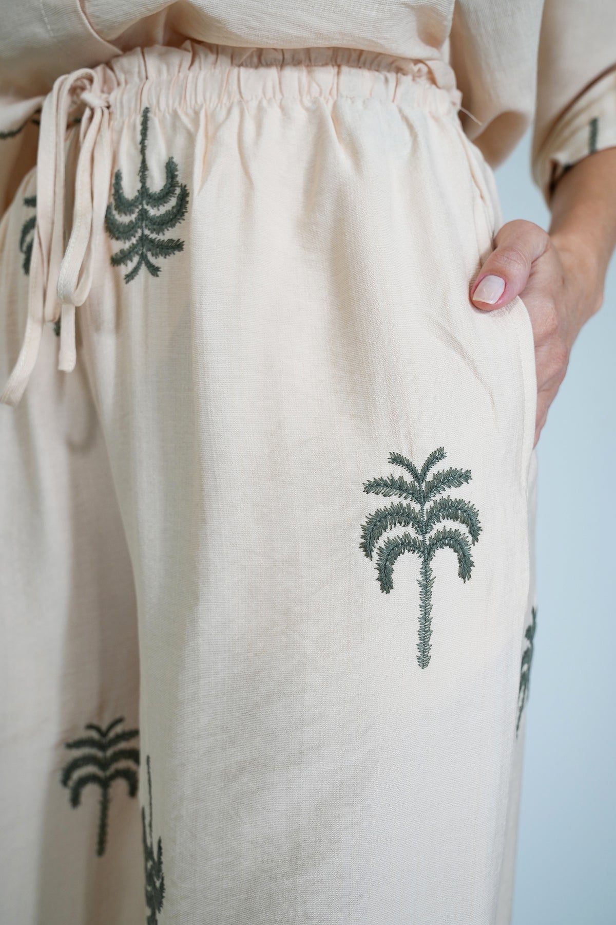 Cream Palm Pant