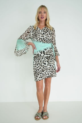 Mint Leopard Eliza Wrap Dress
