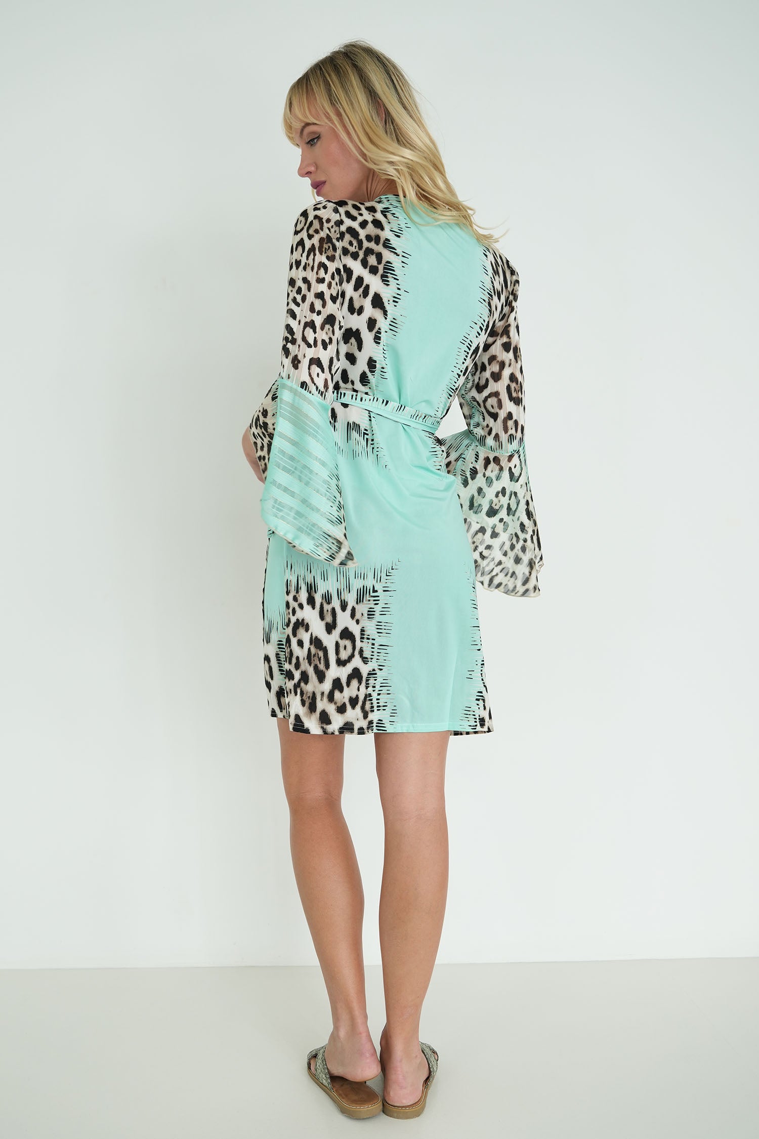 Mint Leopard Eliza Wrap Dress