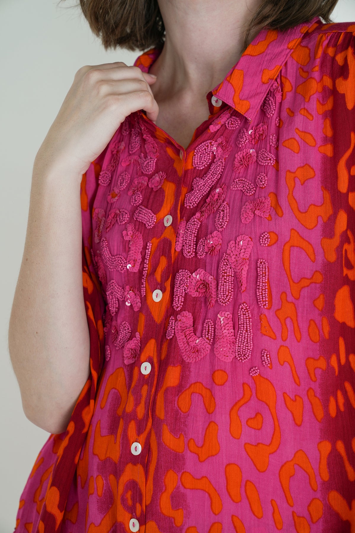 Cerise Orange Leopard Blouse