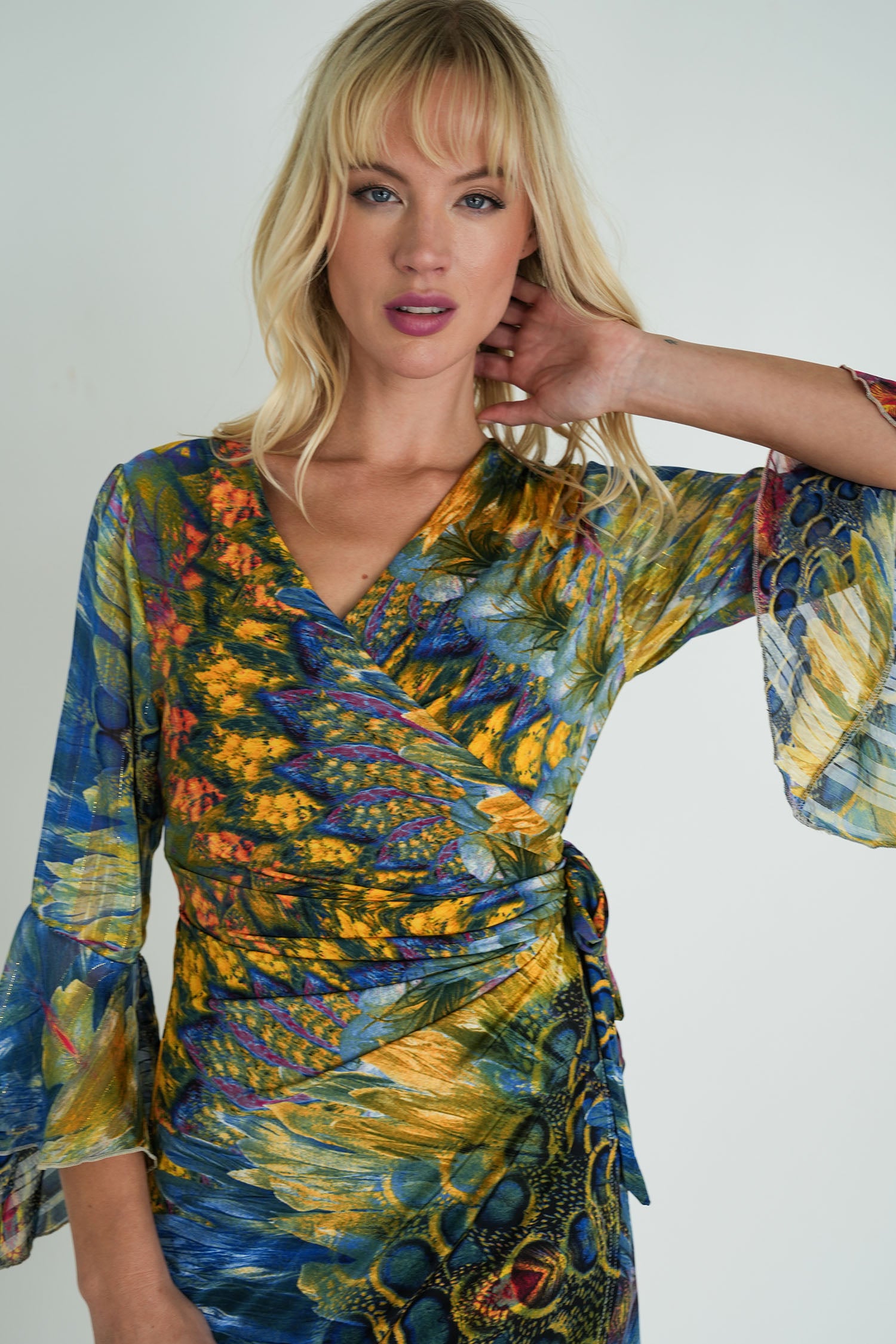 Colourful Peacock Eliza Wrap Dress