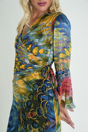 Colourful Peacock Eliza Wrap Dress