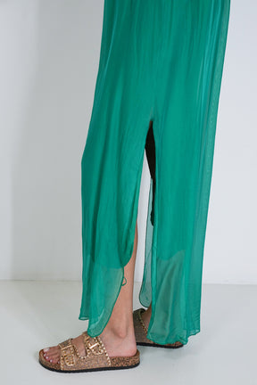 Green Silk Strap Dress