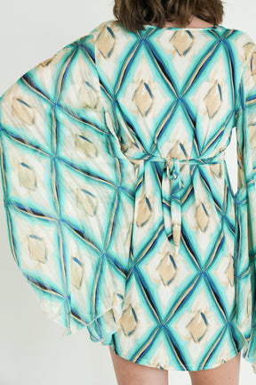 Turquoise and Cream Butterfly Dress