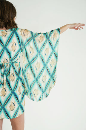 Turquoise and Cream Butterfly Dress