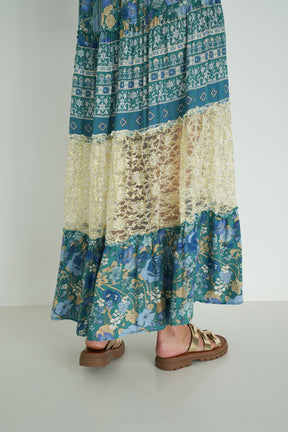 Teal Floral Sleeveless Heather Dress