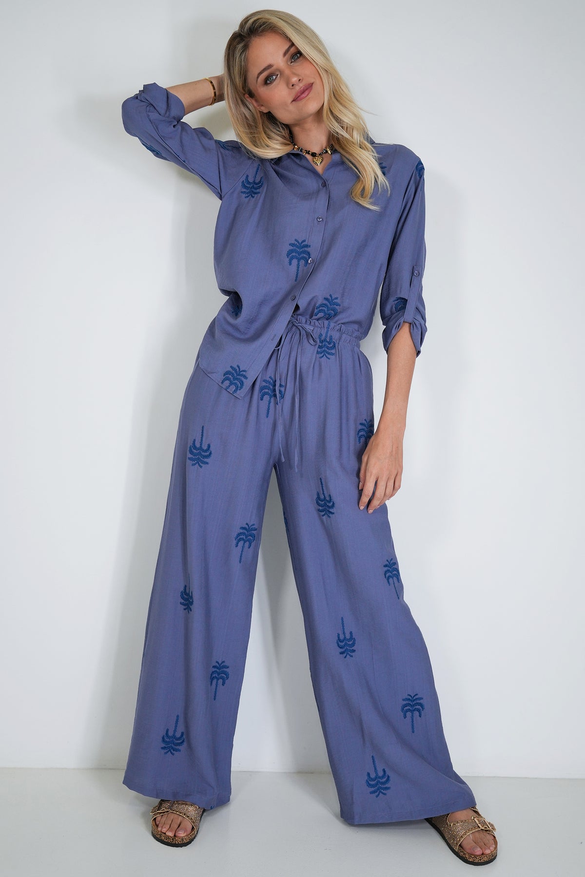 Blue Palm Pant