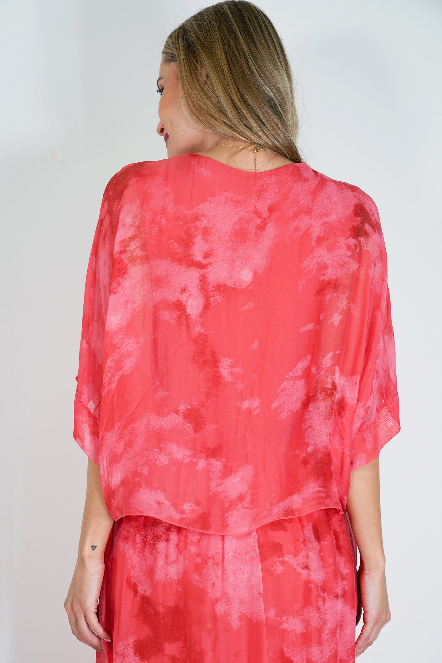 Coral Grace Silk Dress