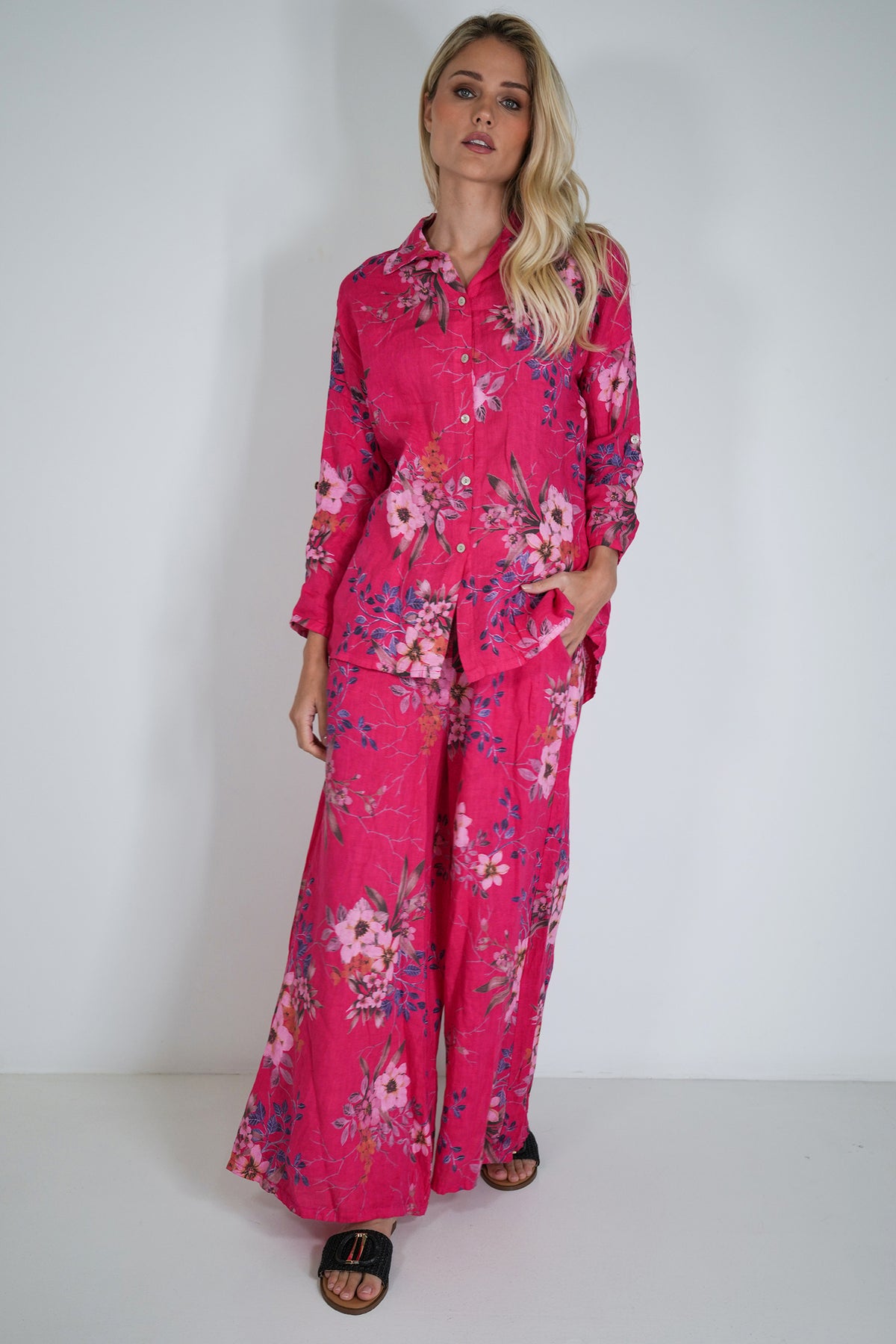 Cerise Meagan Linen Pant