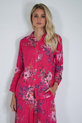 Cerise Meagan Linen Shirt
