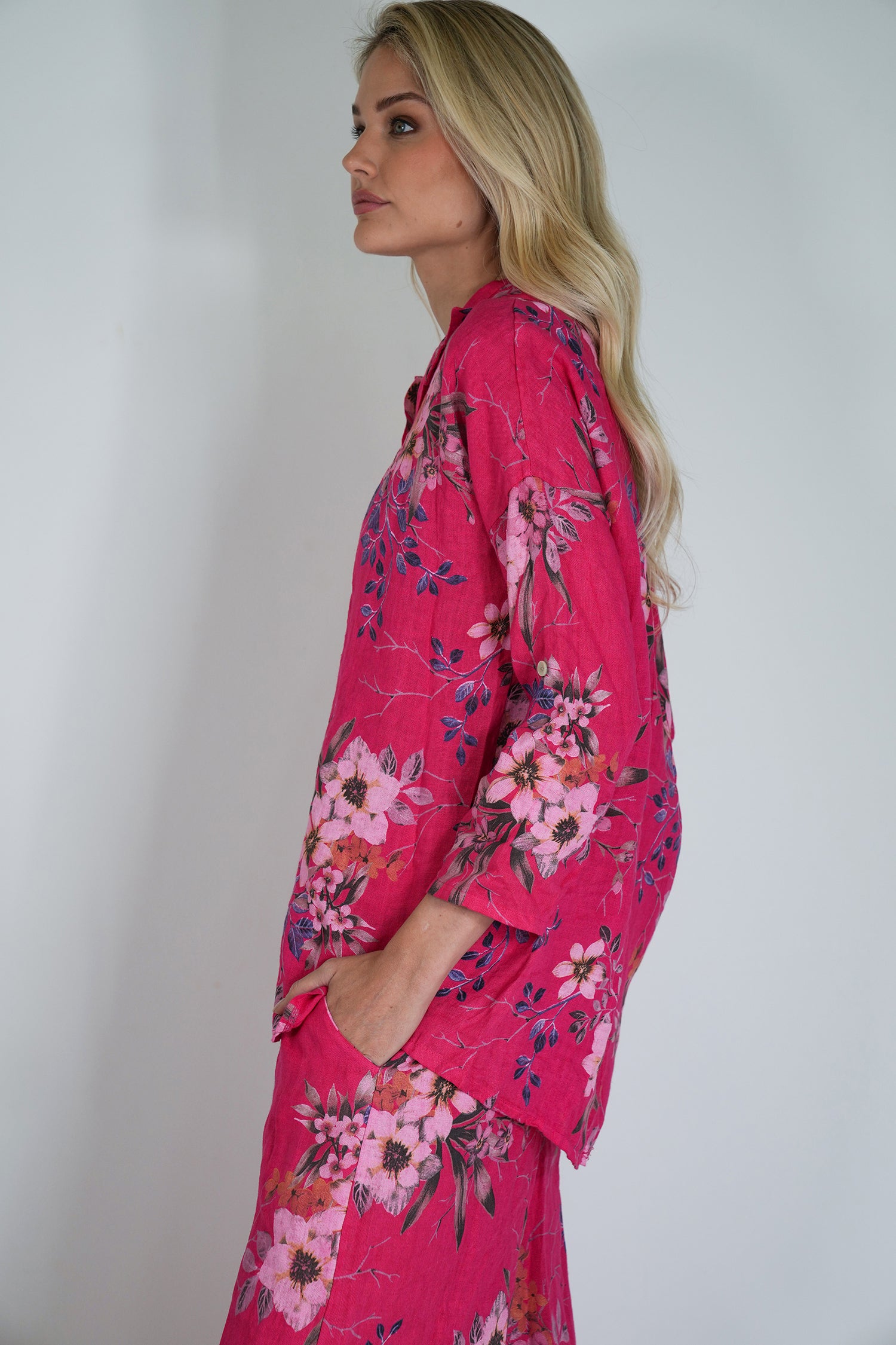 Cerise Meagan Linen Shirt