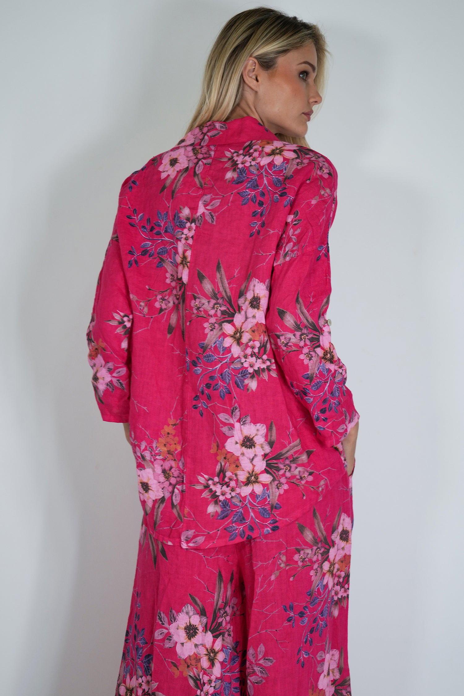 Cerise Meagan Linen Shirt