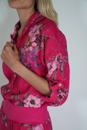 Cerise Meagan Linen Shirt