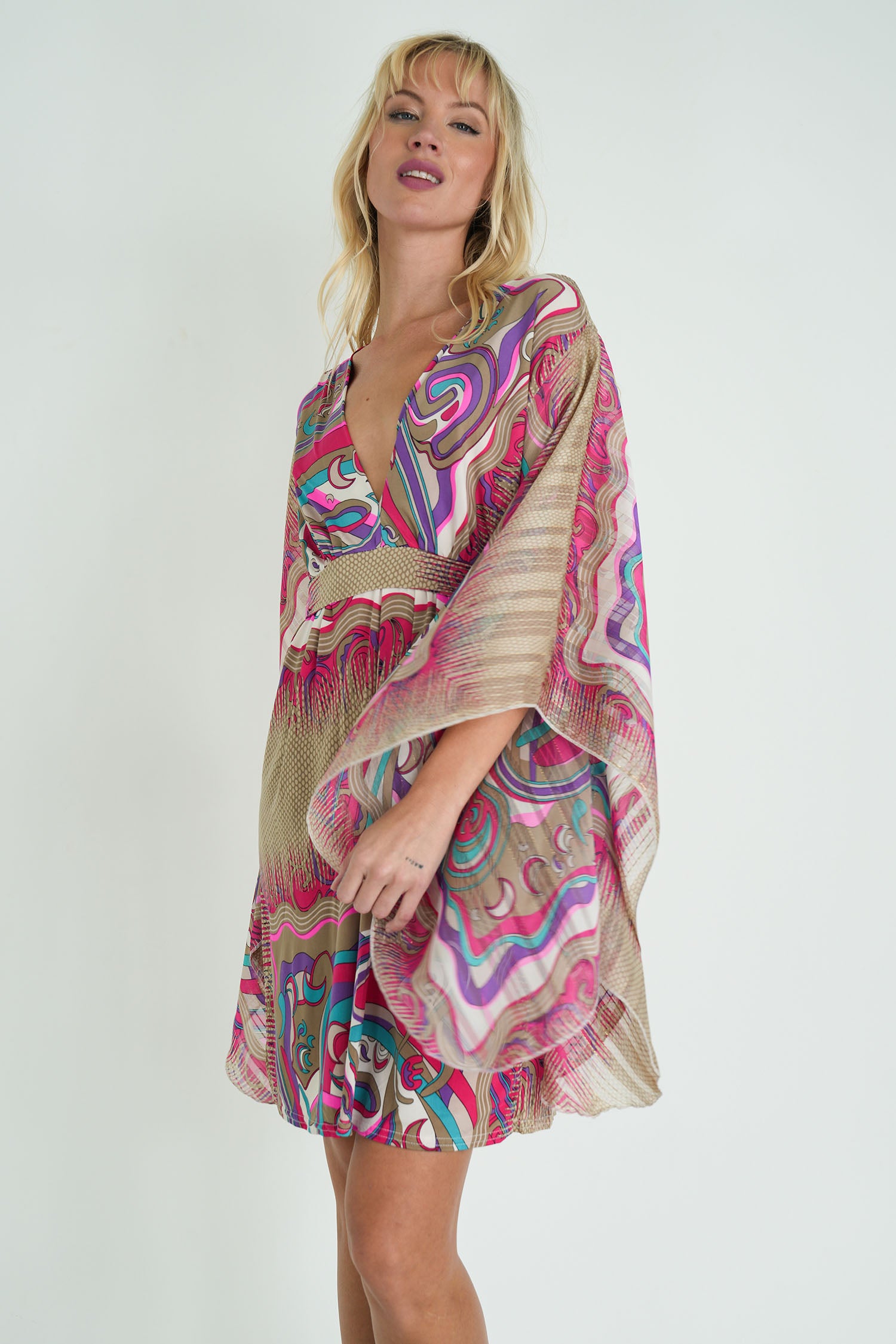 Cerise and Gold Butterfly Dress