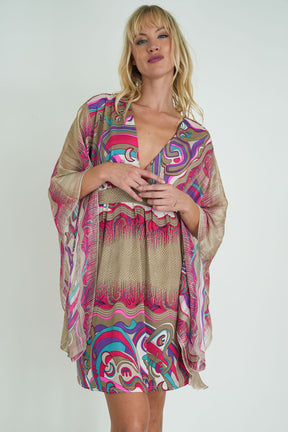Cerise and Gold Butterfly Dress