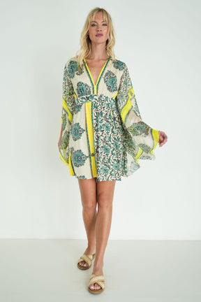 Green and Yellow Butterfly Dress