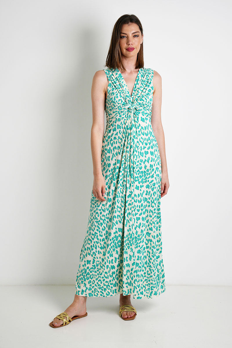 Green Leopard Knot Dress