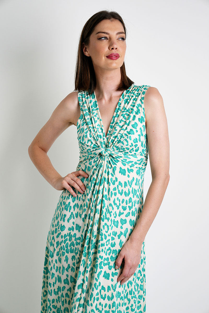 Green Leopard Knot Dress