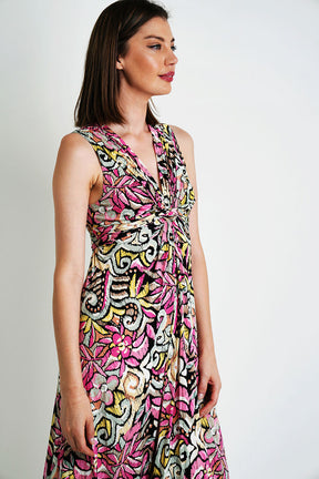 Pink/Black Print Knot Dress