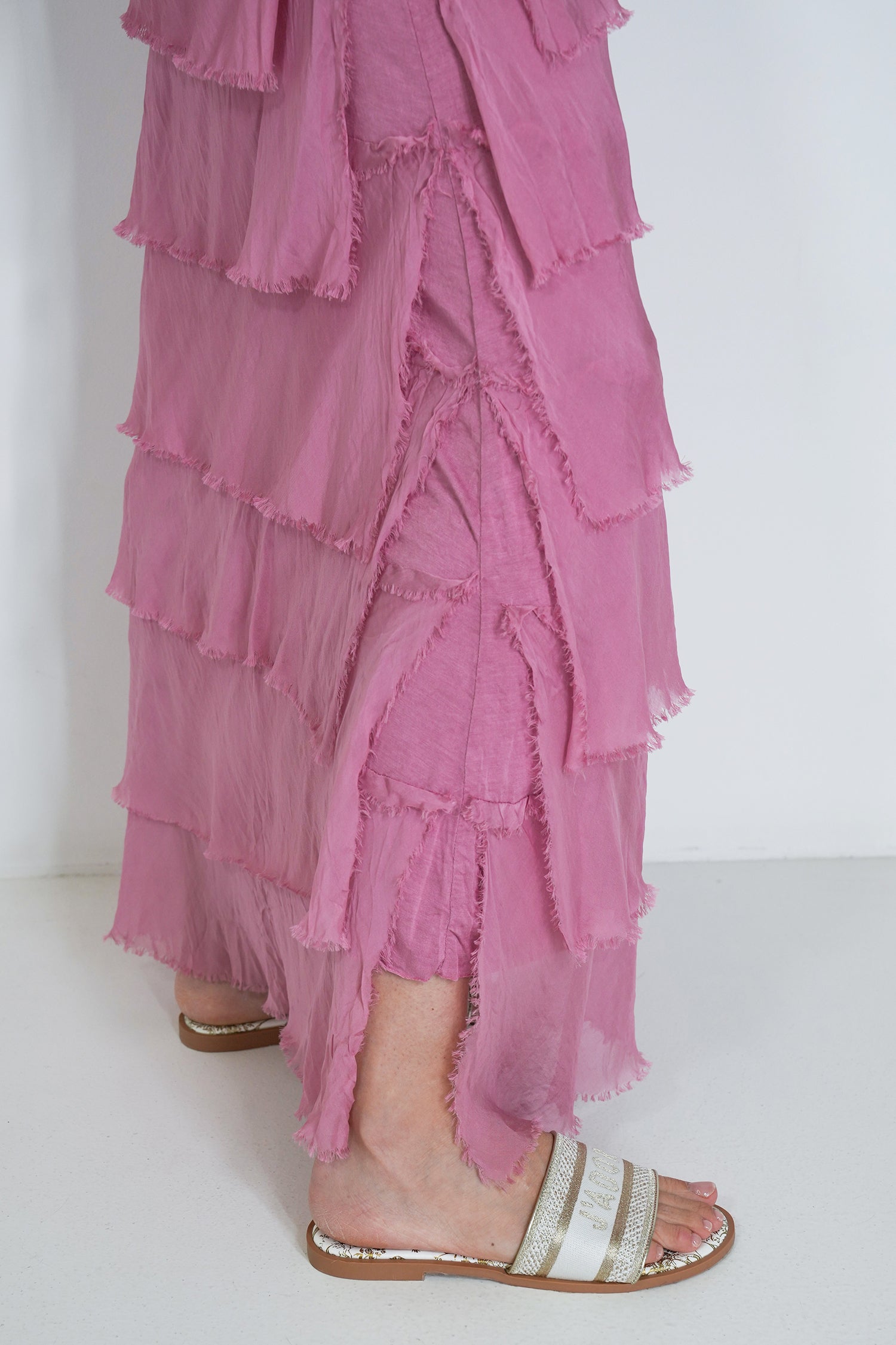 Pink Silk Tier Skirt