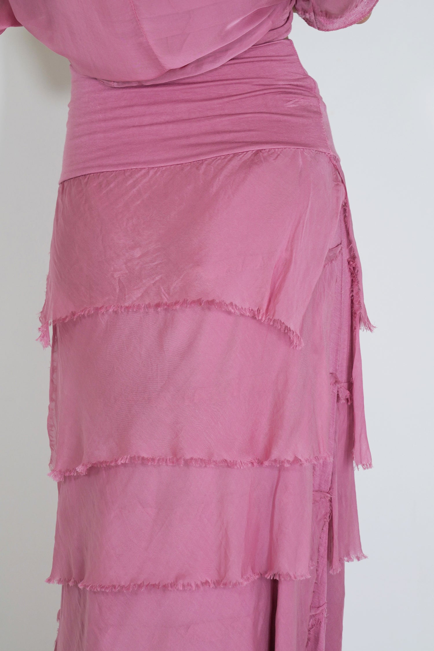 Pink Silk Tier Skirt