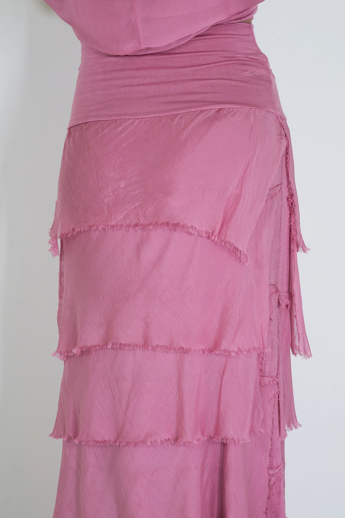 Pink Silk Tier Skirt
