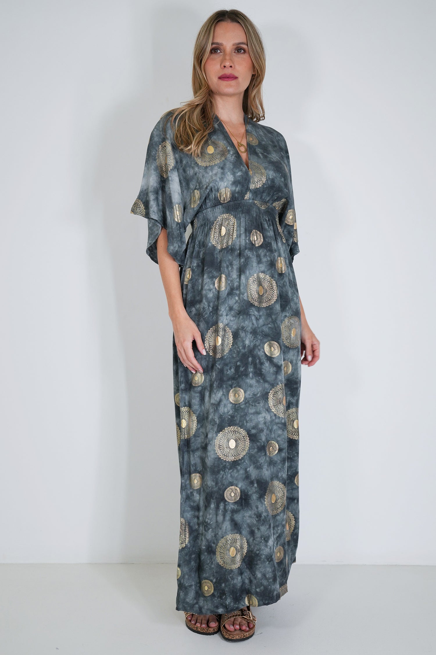 Charcoal and Gold Resort Dress