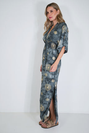 Charcoal and Gold Resort Dress
