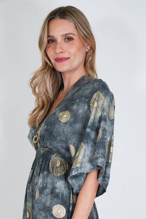 Charcoal and Gold Resort Dress