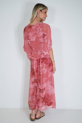 Salmon Grace Silk Dress