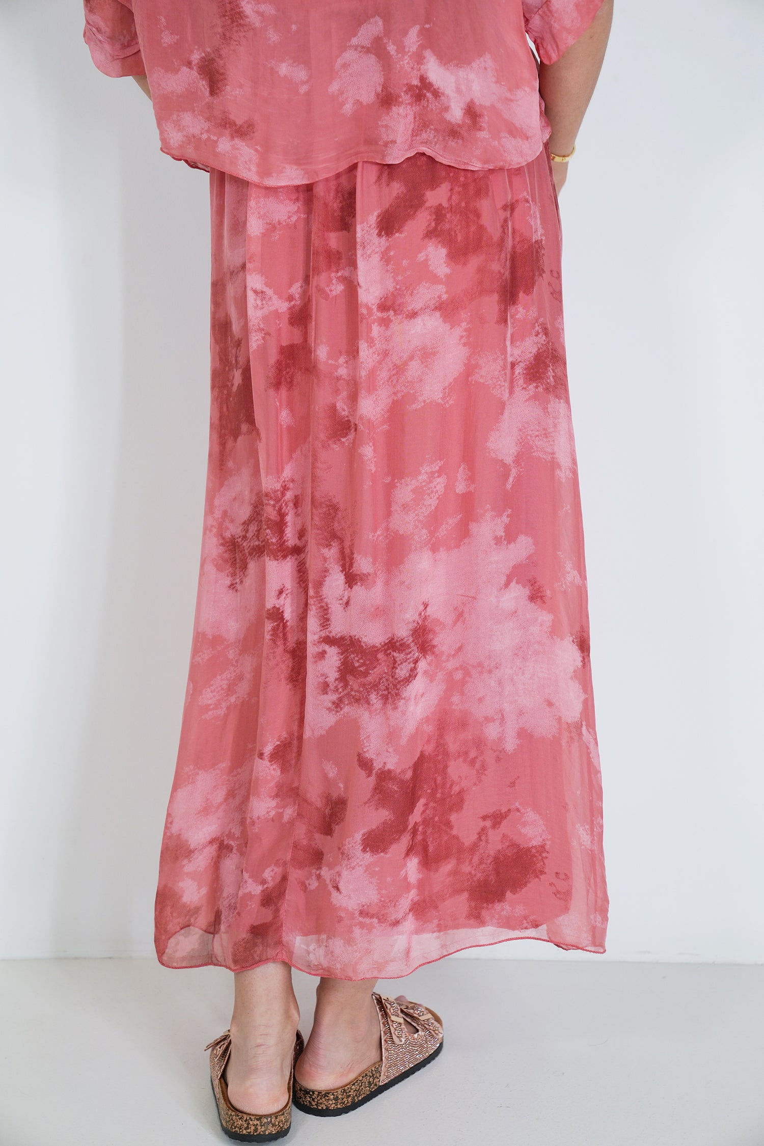 Salmon Grace Silk Dress