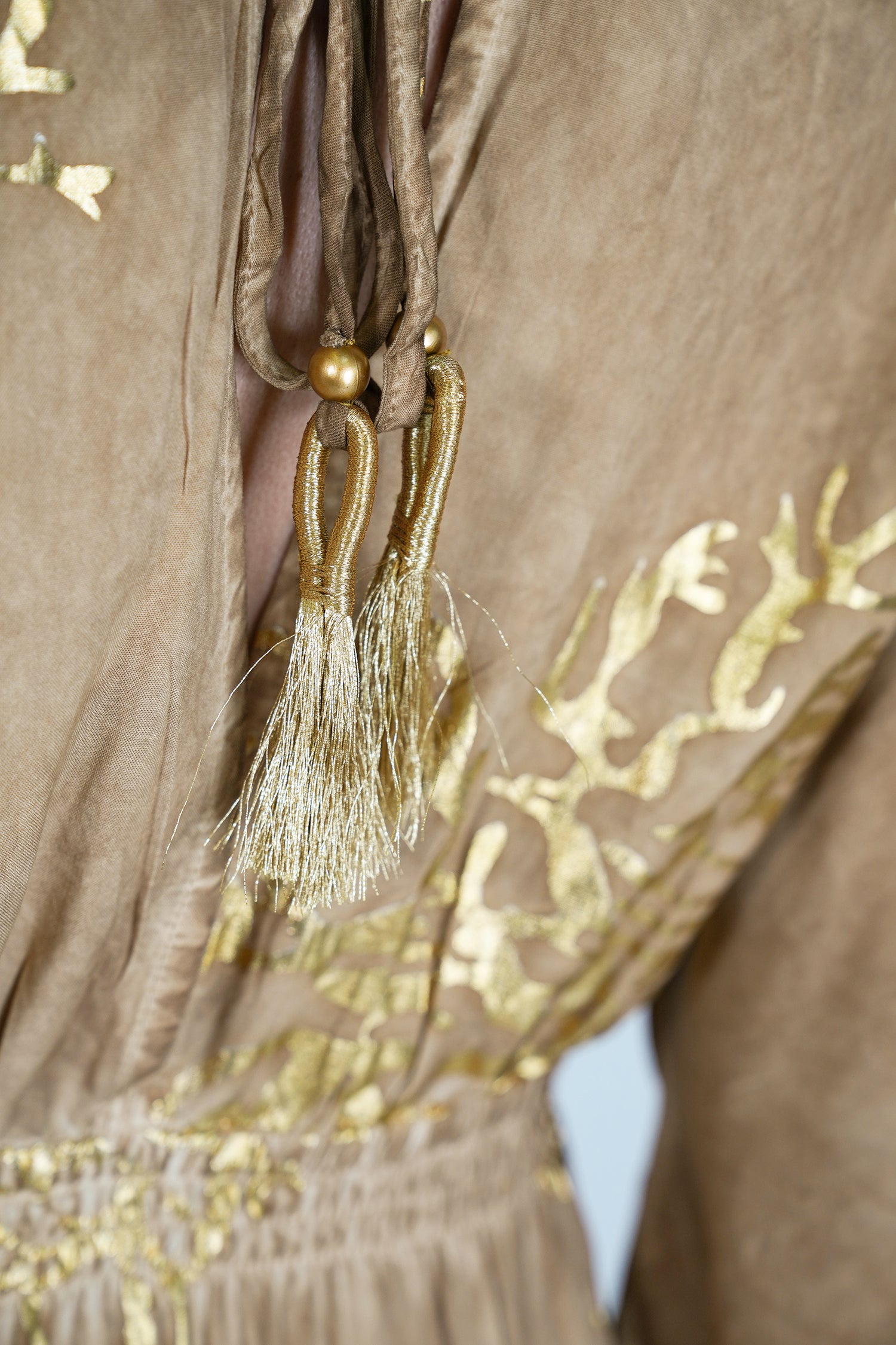 Beige and Gold Coral Resort Dress