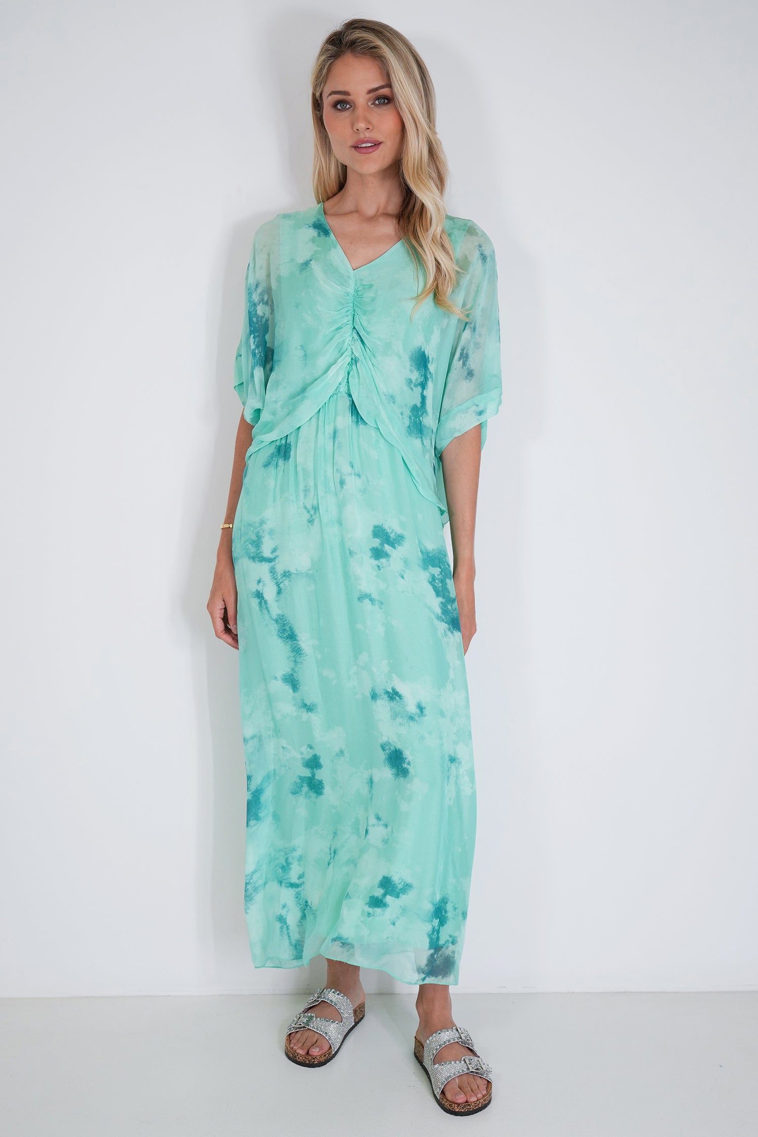 Mint Grace Silk Dress