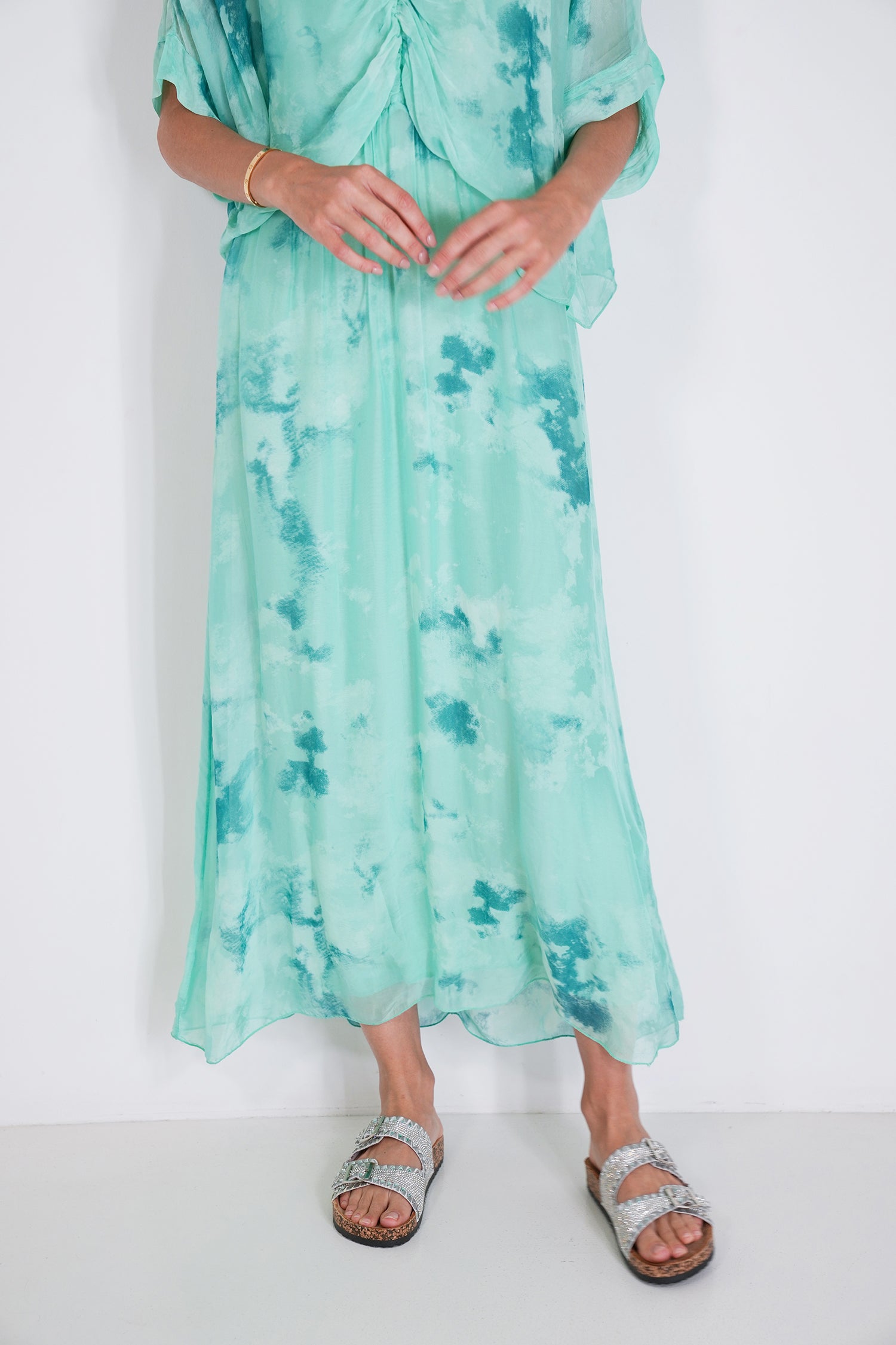 Mint Grace Silk Dress
