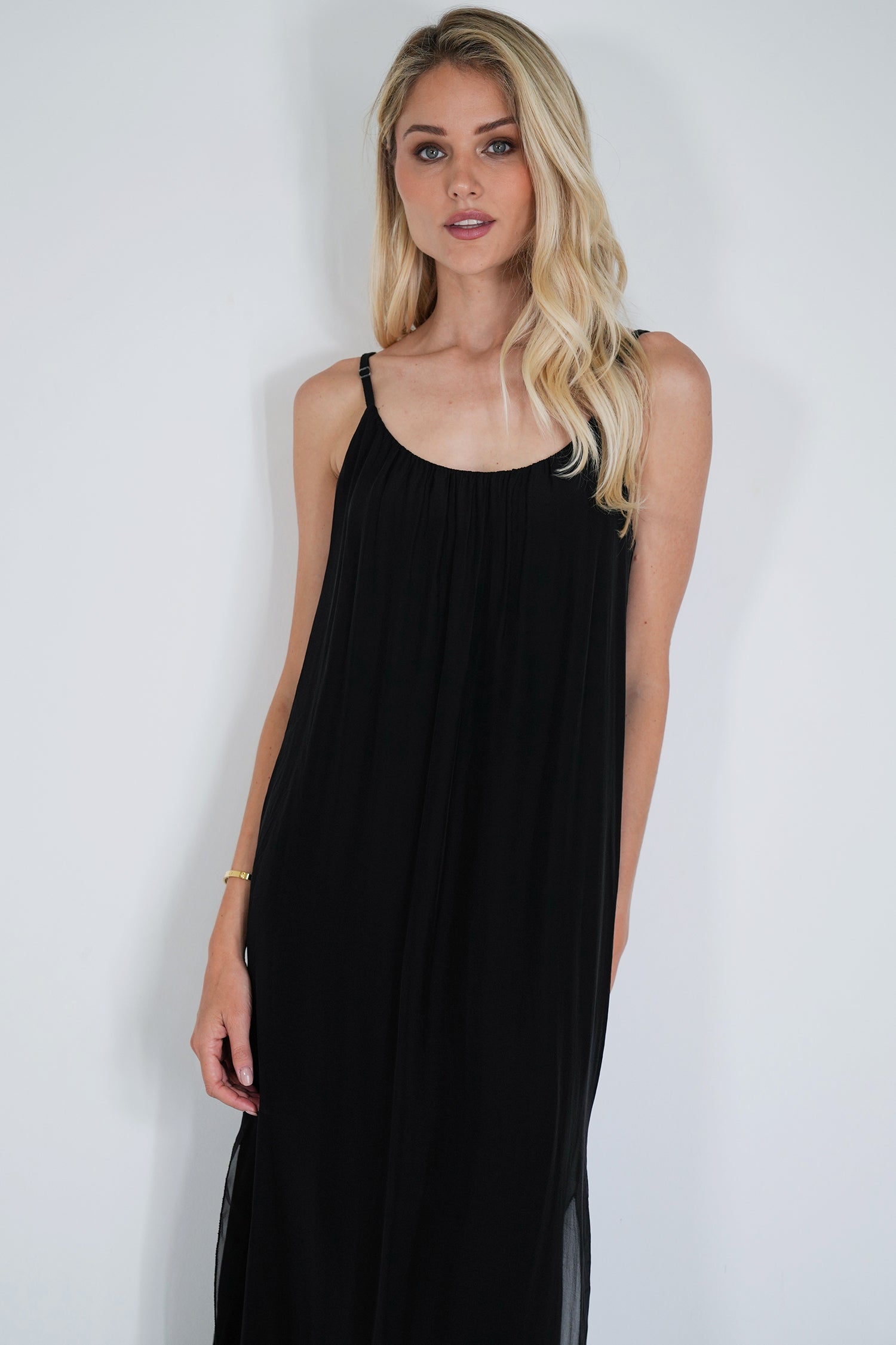 Black Silk Strap Dress
