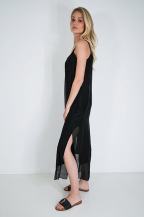 Black Silk Strap Dress