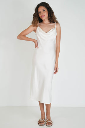 Cream Satin Slip Dress