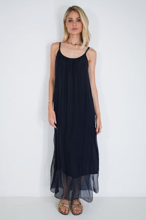 Ink Silk Strap Dress