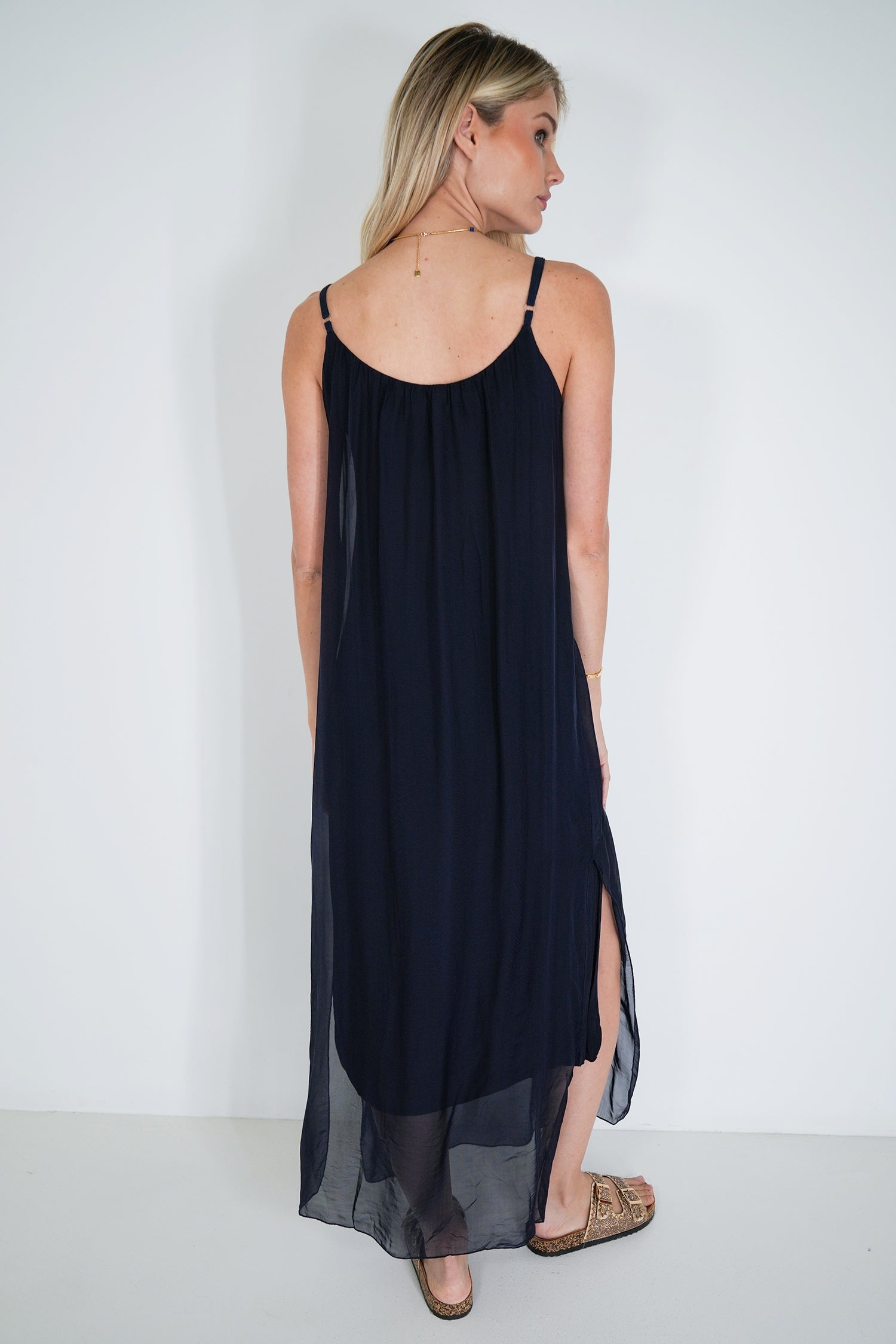 Ink Silk Strap Dress
