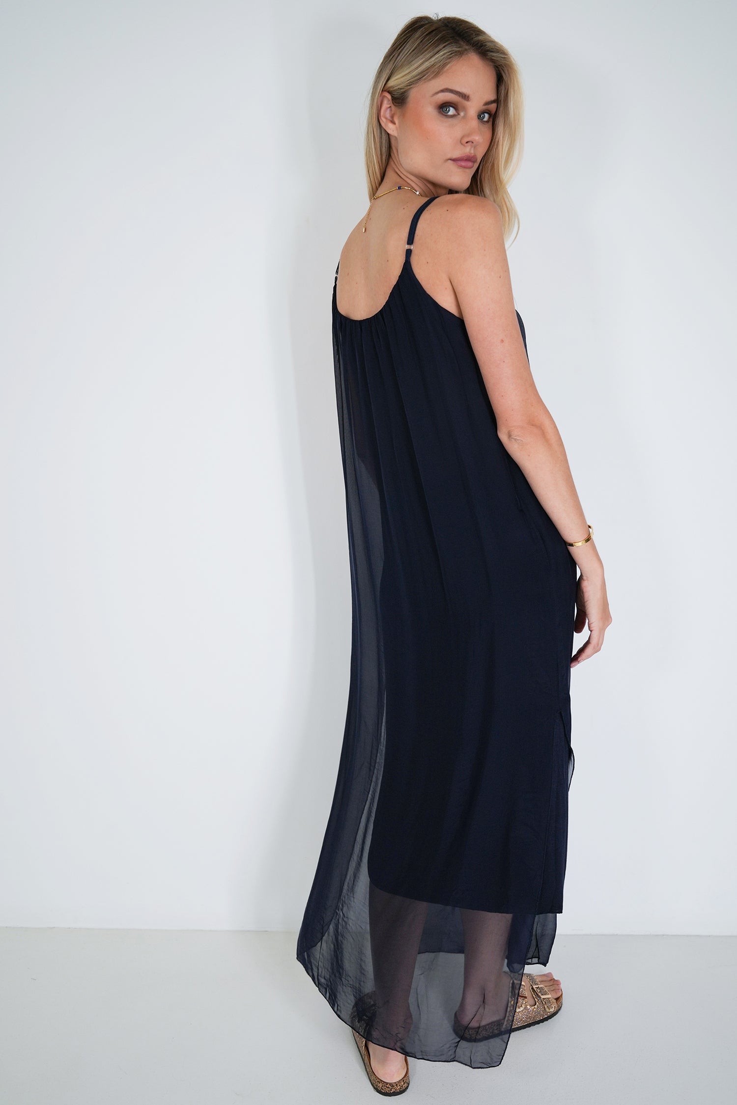 Ink Silk Strap Dress