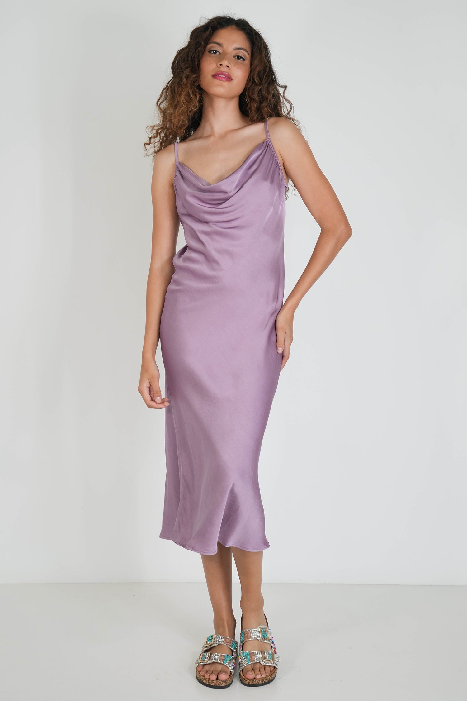 Lilac Satin Slip Dress