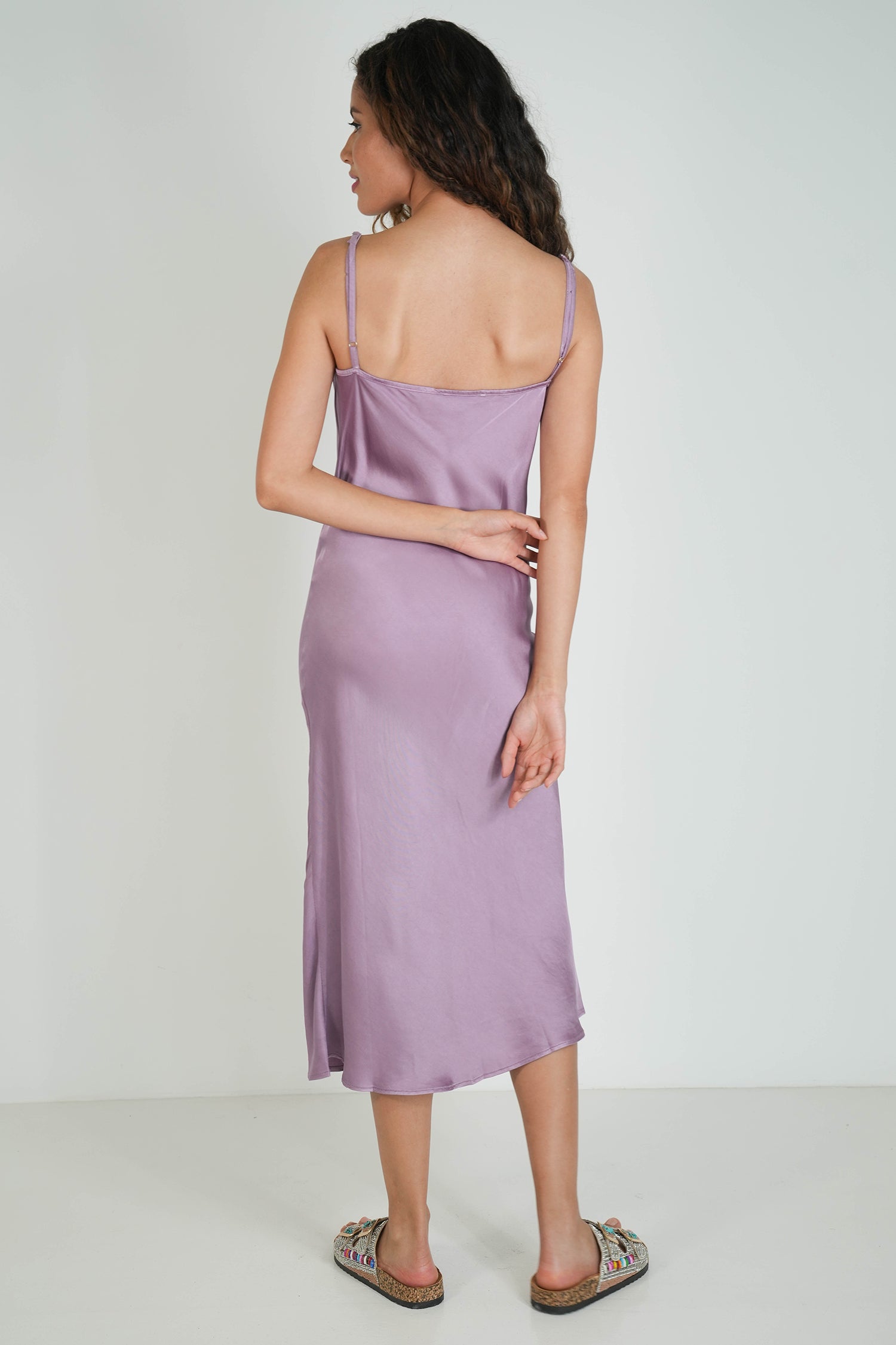 Lilac Satin Slip Dress