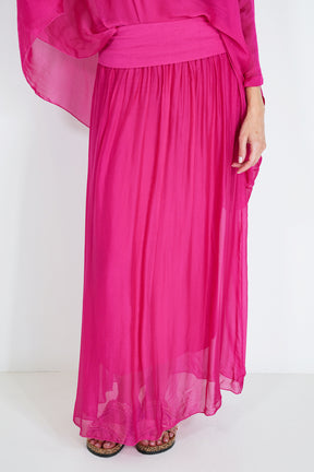 Cerise Silk Skirt