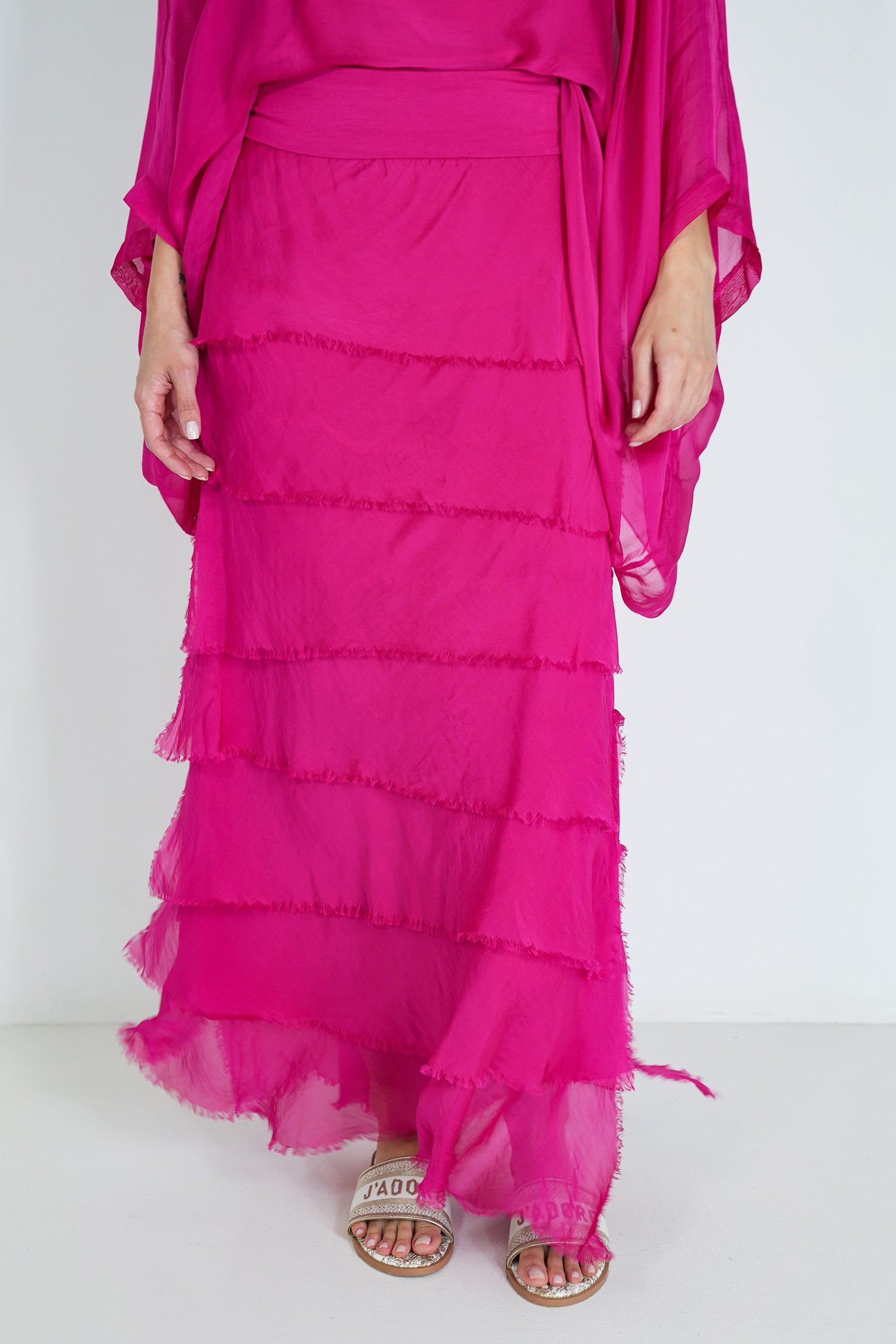 Cerise Silk Tier Skirt